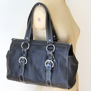 Coach F10887 Chelsea Black Pebbled Leather Satchel